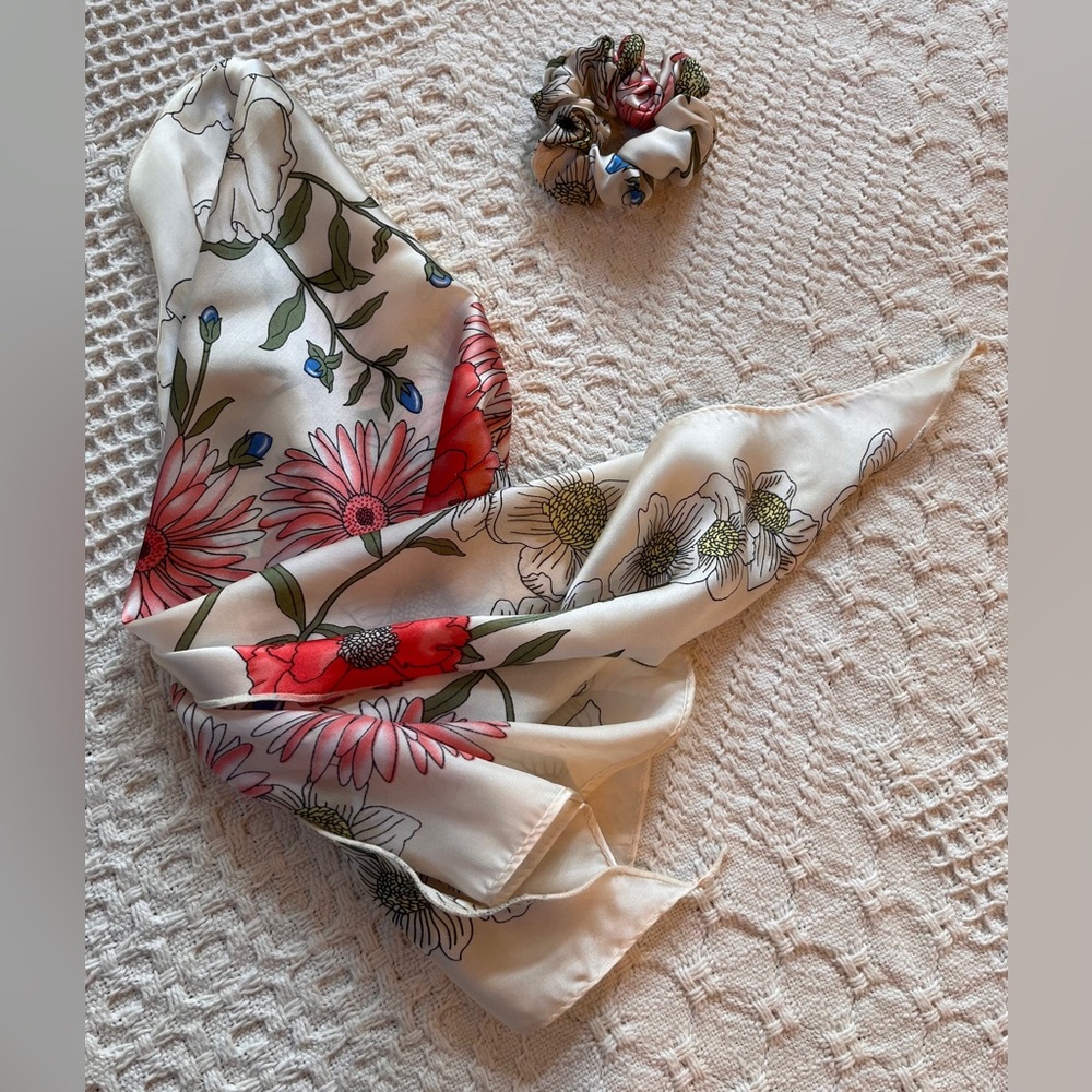 Floral Scarf and Scrunchie Set